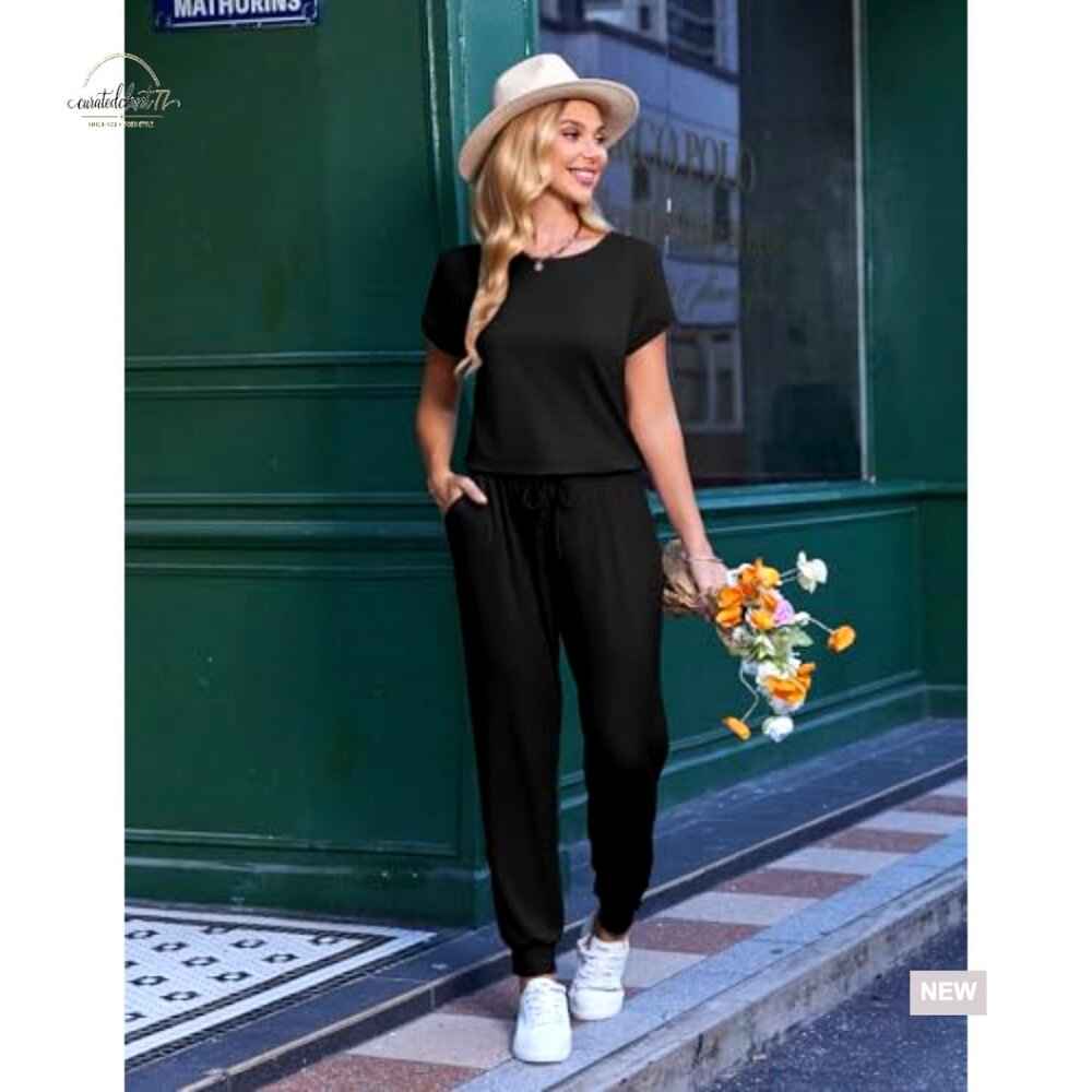 Summer Jumpsuit with Pockets, Drawstring Waist, K… - image 3